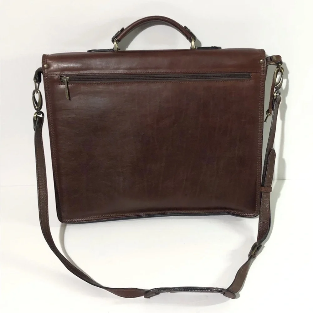 Gianni Conti Vera Pelle Genuine Leather Briefcase Messenger Bag With Key
